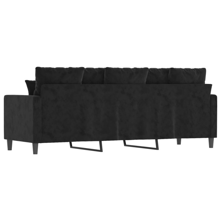 Trivietė sofa, juodos spalvos, 180cm, aksomas