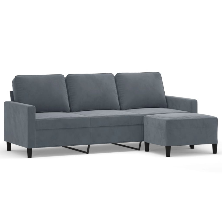 Trivietė sofa su pakoja, tamsiai pilkos spalvos, 180cm, aksomas