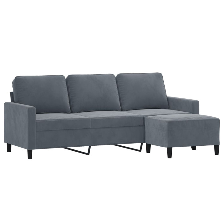 Trivietė sofa su pakoja, tamsiai pilkos spalvos, 180cm, aksomas