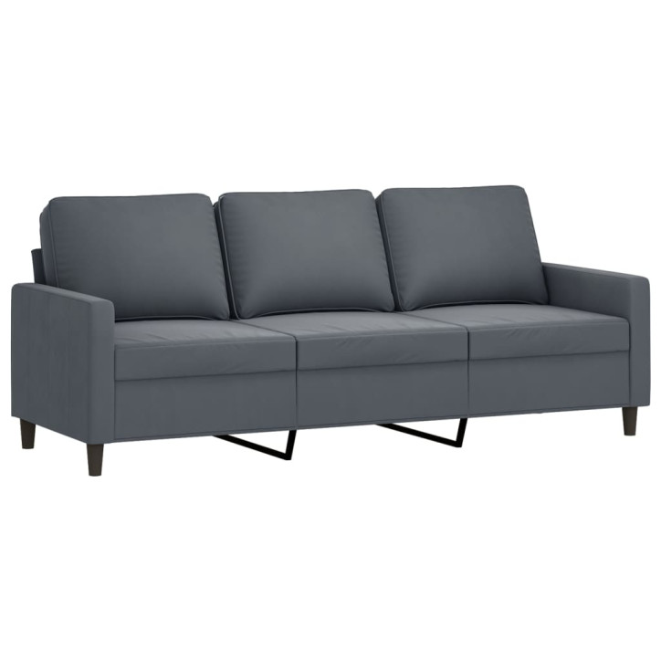 Trivietė sofa su pakoja, tamsiai pilkos spalvos, 180cm, aksomas