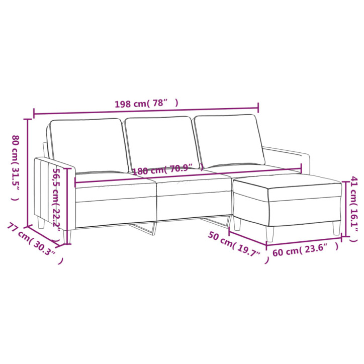 Trivietė sofa su pakoja, tamsiai pilkos spalvos, 180cm, aksomas