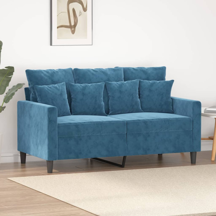 Dvivietė sofa, mėlynos spalvos, 120cm, aksomas