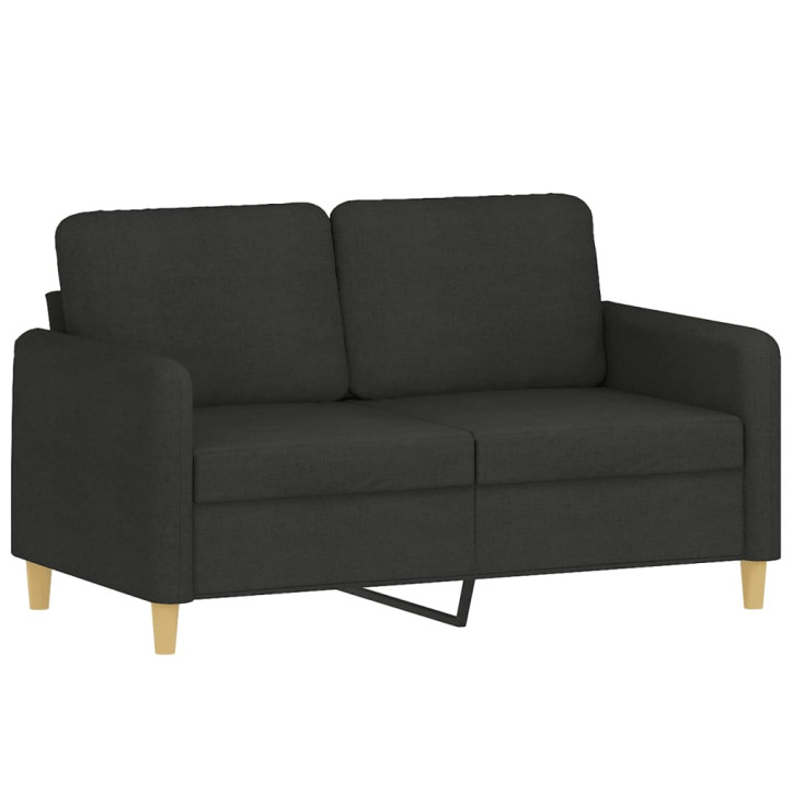 Dvivietė sofa su pagalvėlėmis, juodos spalvos, 120cm, audinys