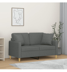 Dvivietė sofa su pagalvėlėmis, tamsiai pilka, 120cm, audinys