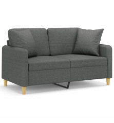 Dvivietė sofa su pagalvėlėmis, tamsiai pilka, 120cm, audinys