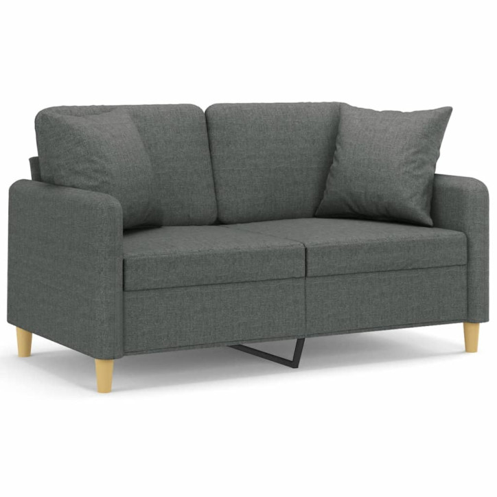 Dvivietė sofa su pagalvėlėmis, tamsiai pilka, 120cm, audinys