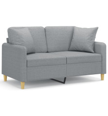 Dvivietė sofa su pagalvėlėmis, šviesiai pilka, 120cm, audinys