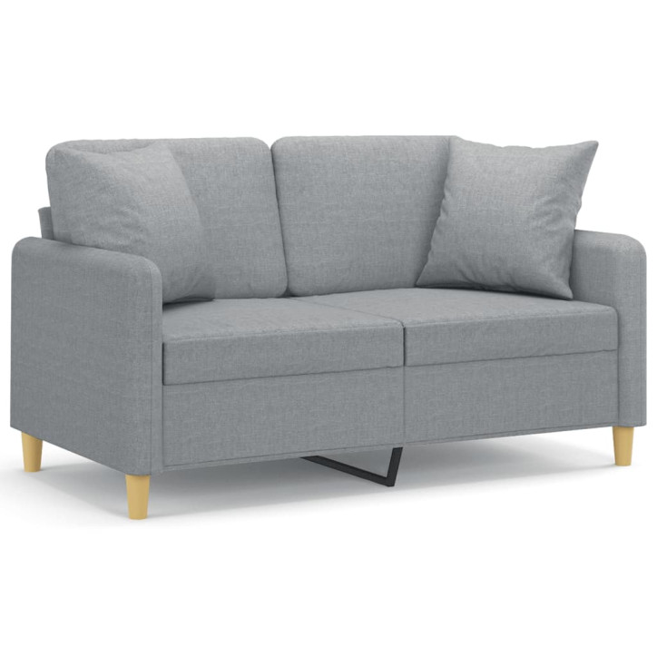 Dvivietė sofa su pagalvėlėmis, šviesiai pilka, 120cm, audinys