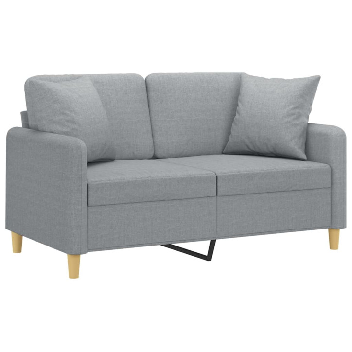 Dvivietė sofa su pagalvėlėmis, šviesiai pilka, 120cm, audinys