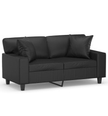 Dvivietė sofa su pagalvėlėmis, juoda, 120cm, dirbtinė oda