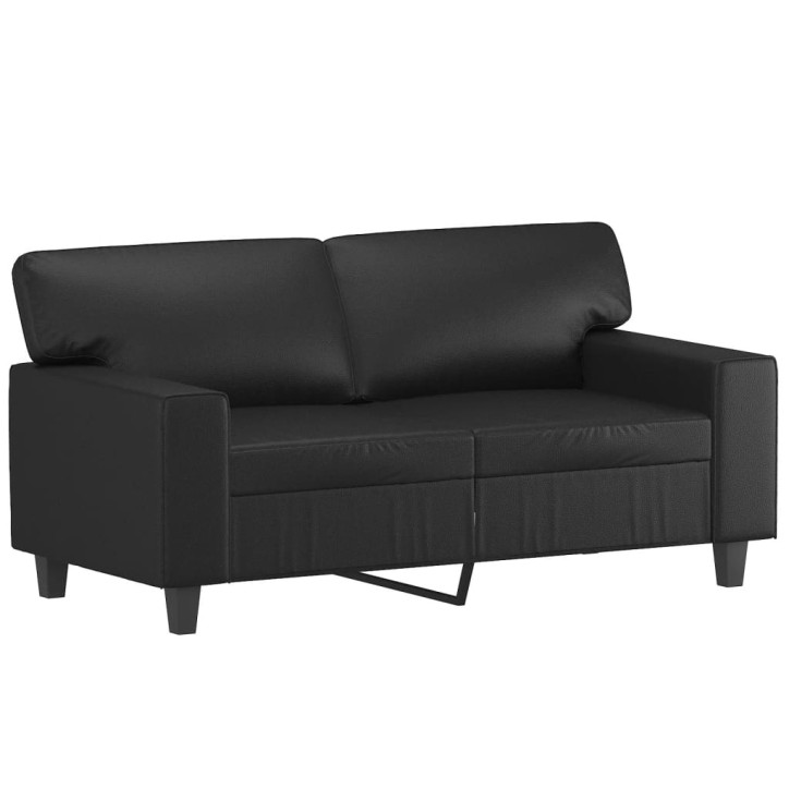 Dvivietė sofa su pagalvėlėmis, juoda, 120cm, dirbtinė oda