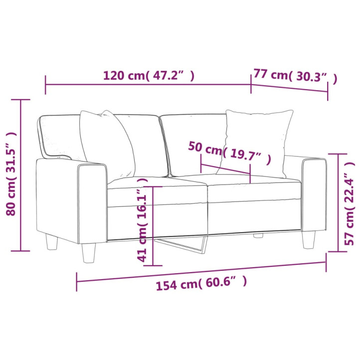 Dvivietė sofa su pagalvėlėmis, juoda, 120cm, dirbtinė oda