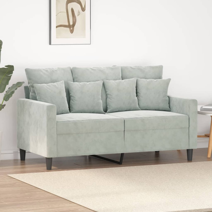 Dvivietė sofa, šviesiai pilkos spalvos, 120cm, aksomas