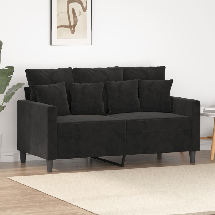 Dvivietė sofa, juodos spalvos, 120cm, aksomas