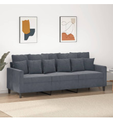 Trivietė sofa, tamsiai pilkos spalvos, 180cm, aksomas