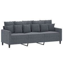 Trivietė sofa, tamsiai pilkos spalvos, 180cm, aksomas