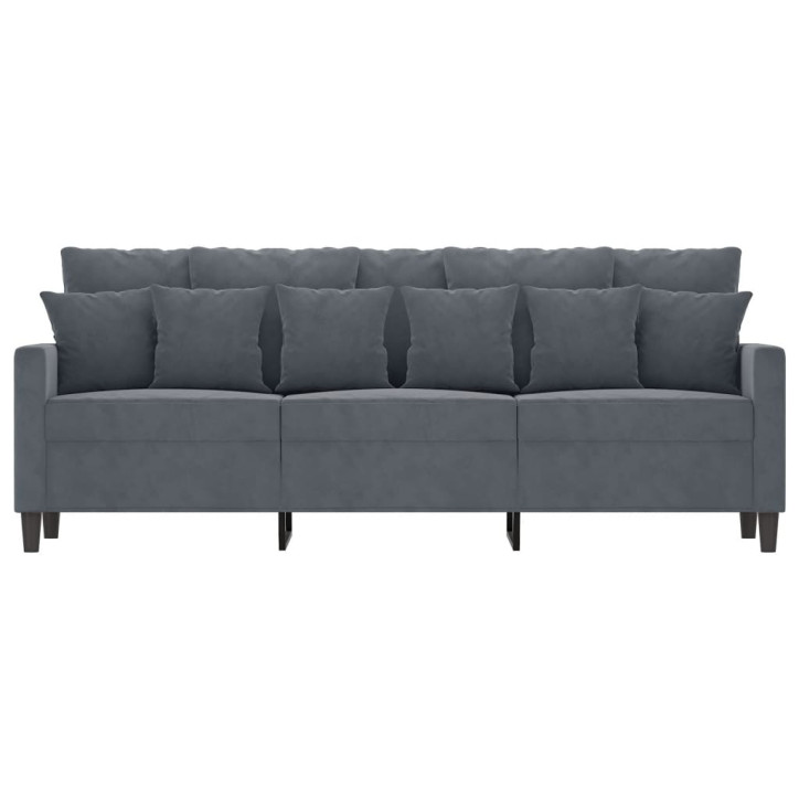 Trivietė sofa, tamsiai pilkos spalvos, 180cm, aksomas