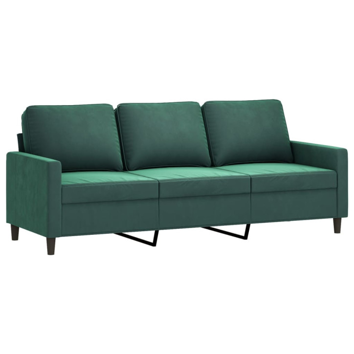 Trivietė sofa, tamsiai žalios spalvos, 180cm, aksomas