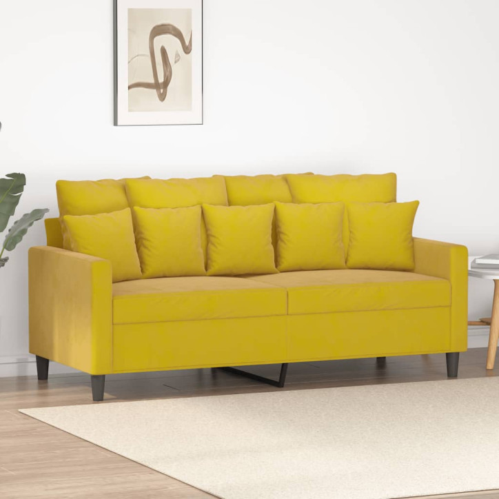 Dvivietė sofa, geltonos spalvos, 140cm, aksomas