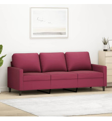 Trivietė sofa, raudonojo vyno spalvos, 180cm, aksomas