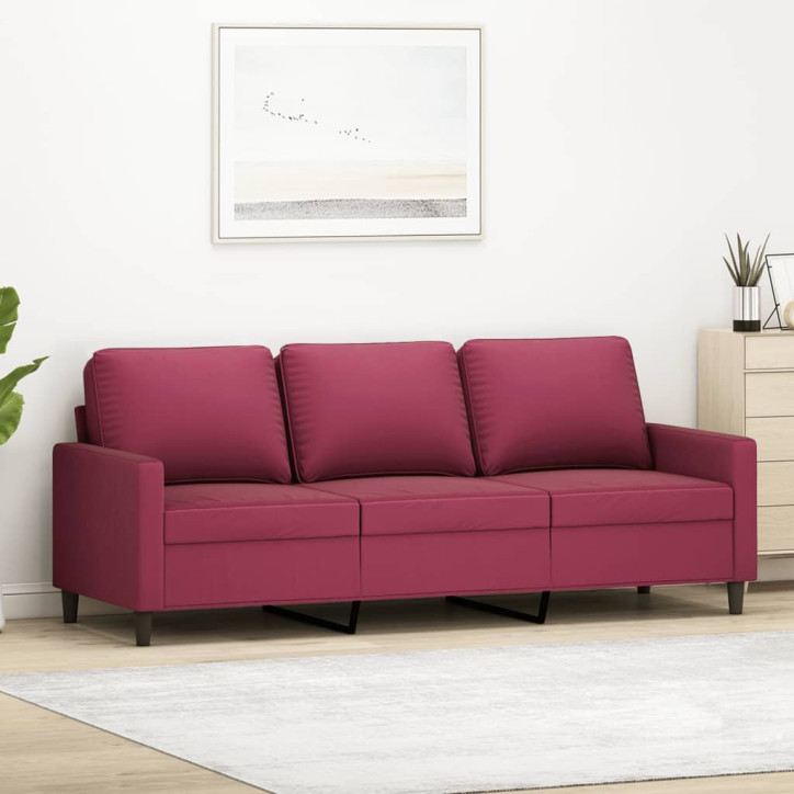 Trivietė sofa, raudonojo vyno spalvos, 180cm, aksomas