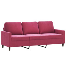 Trivietė sofa, raudonojo vyno spalvos, 180cm, aksomas