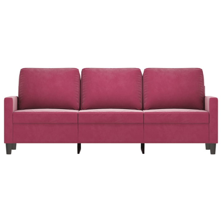 Trivietė sofa, raudonojo vyno spalvos, 180cm, aksomas