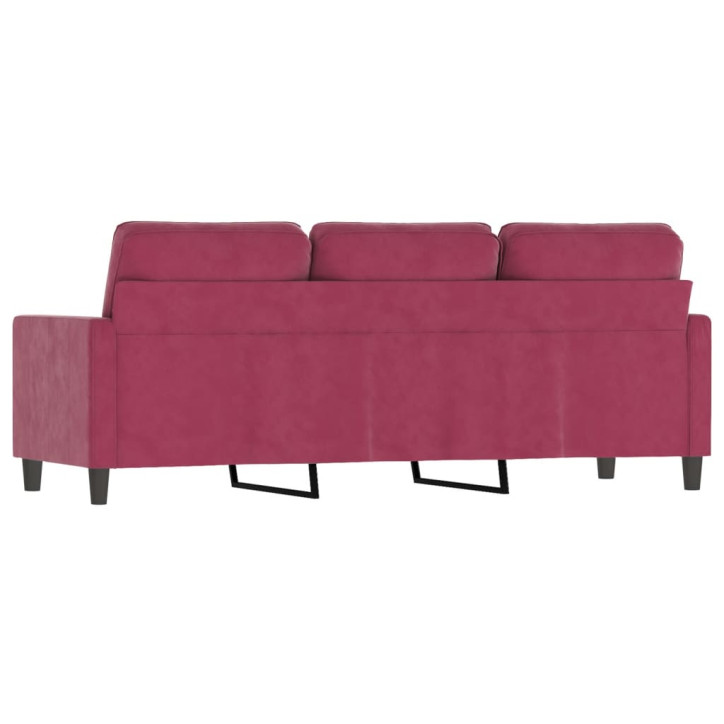 Trivietė sofa, raudonojo vyno spalvos, 180cm, aksomas