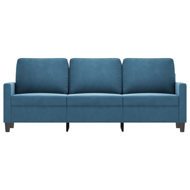 Trivietė sofa, mėlynos spalvos, 180cm, aksomas