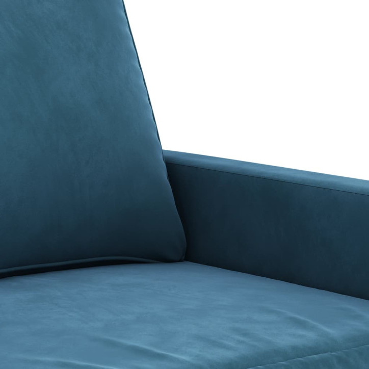 Trivietė sofa, mėlynos spalvos, 180cm, aksomas