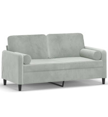 Dvivietė sofa su pagalvėlėmis, šviesiai pilka, 140cm, aksomas