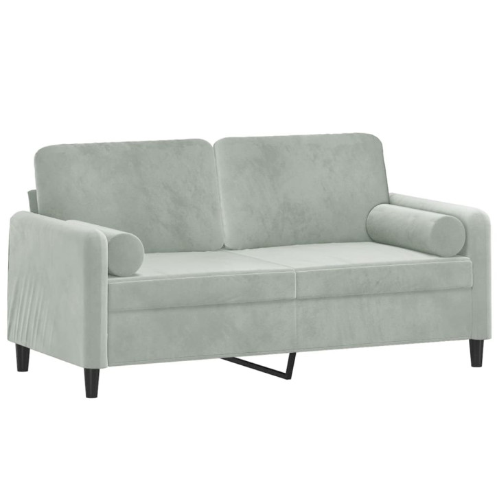 Dvivietė sofa su pagalvėlėmis, šviesiai pilka, 140cm, aksomas