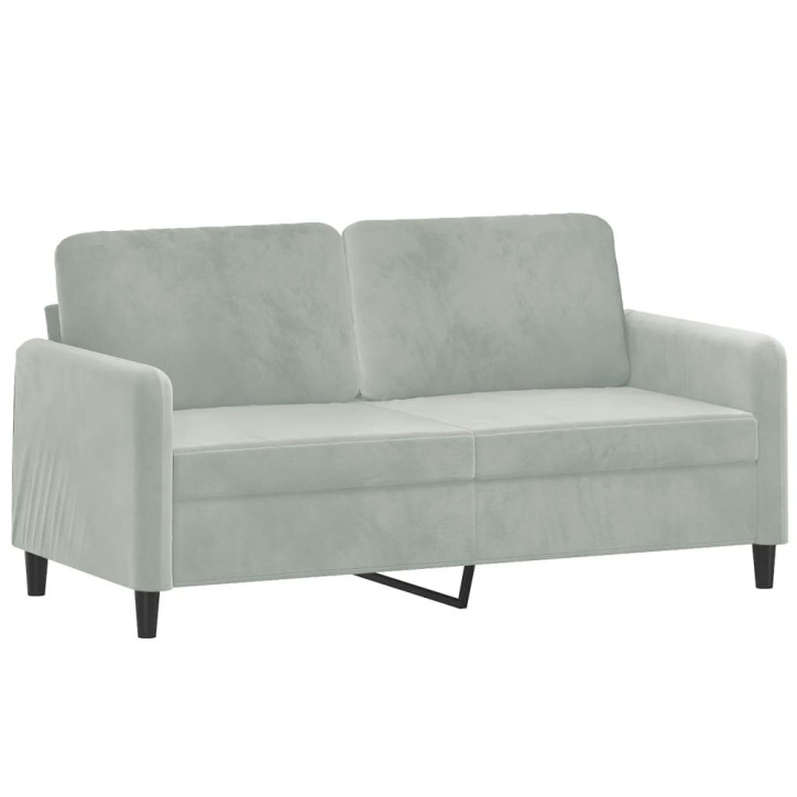 Dvivietė sofa su pagalvėlėmis, šviesiai pilka, 140cm, aksomas