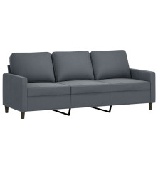 Trivietė sofa, tamsiai pilkos spalvos, 180cm, aksomas