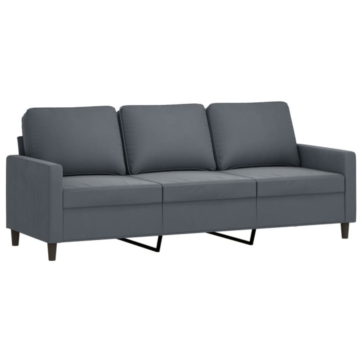 Trivietė sofa, tamsiai pilkos spalvos, 180cm, aksomas