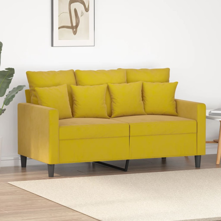 Dvivietė sofa, geltonos spalvos, 120cm, aksomas