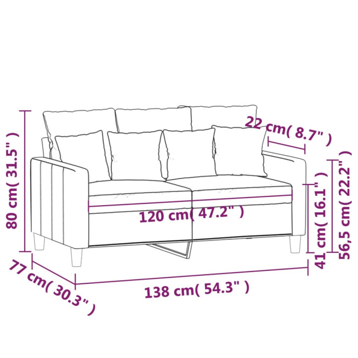 Dvivietė sofa, geltonos spalvos, 120cm, aksomas