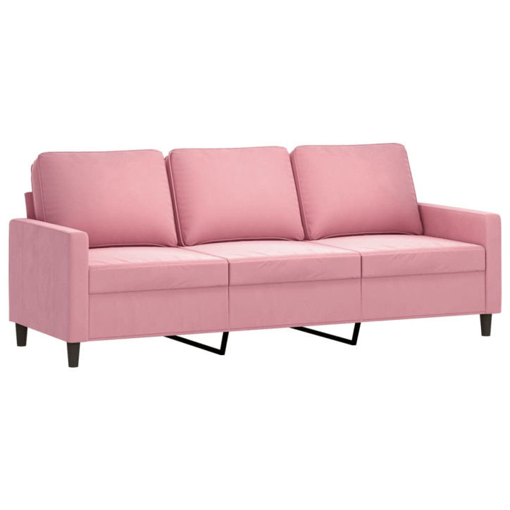 Trivietė sofa, rožinės spalvos, 180cm, aksomas