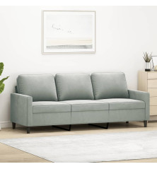 Trivietė sofa, šviesiai pilkos spalvos, 180cm, aksomas