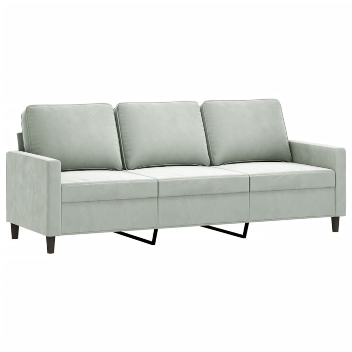 Trivietė sofa, šviesiai pilkos spalvos, 180cm, aksomas