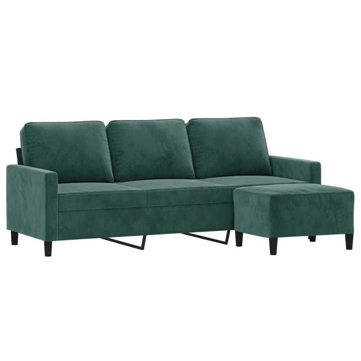 Trivietė sofa su pakoja, tamsiai žalios spalvos, 180cm, aksomas