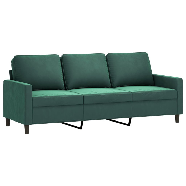 Trivietė sofa su pakoja, tamsiai žalios spalvos, 180cm, aksomas