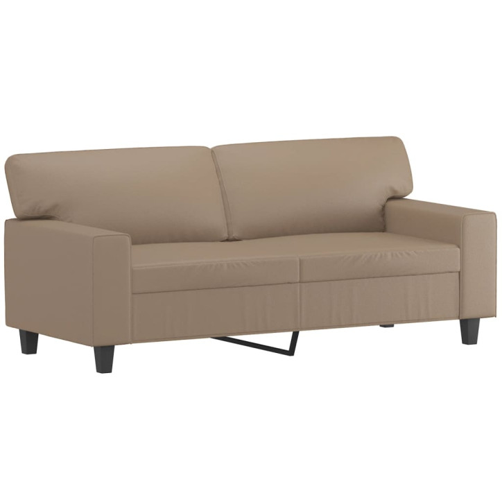 Dvivietė sofa su pagalvėlėmis, kapučino, 140cm, dirbtinė oda