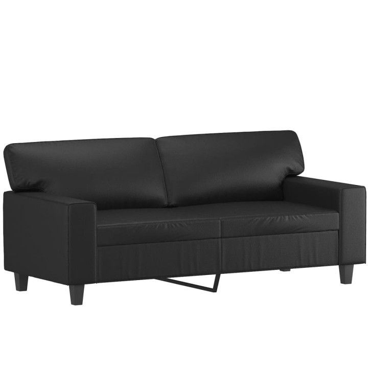 Dvivietė sofa su pagalvėlėmis, juoda, 140cm, dirbtinė oda