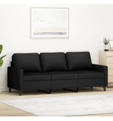 Trivietė sofa, juodos spalvos, 180cm, aksomas