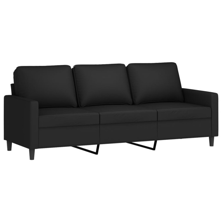 Trivietė sofa, juodos spalvos, 180cm, aksomas