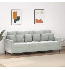 Trivietė sofa, šviesiai pilkos spalvos, 180cm, aksomas