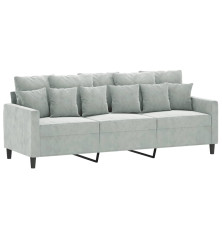 Trivietė sofa, šviesiai pilkos spalvos, 180cm, aksomas