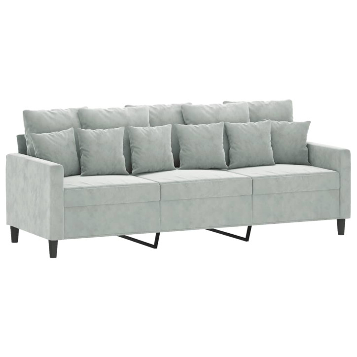 Trivietė sofa, šviesiai pilkos spalvos, 180cm, aksomas