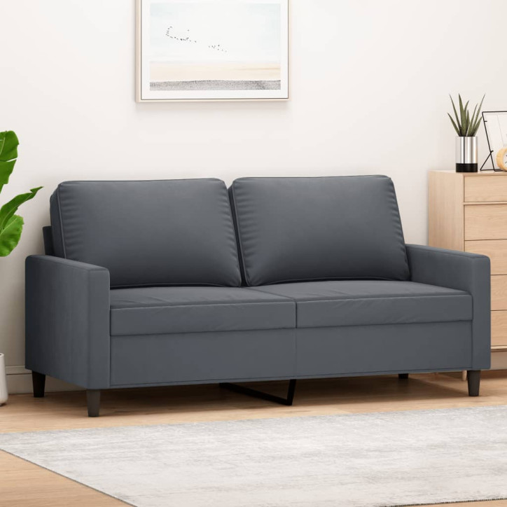 Dvivietė sofa, tamsiai pilkos spalvos, 140cm, aksomas